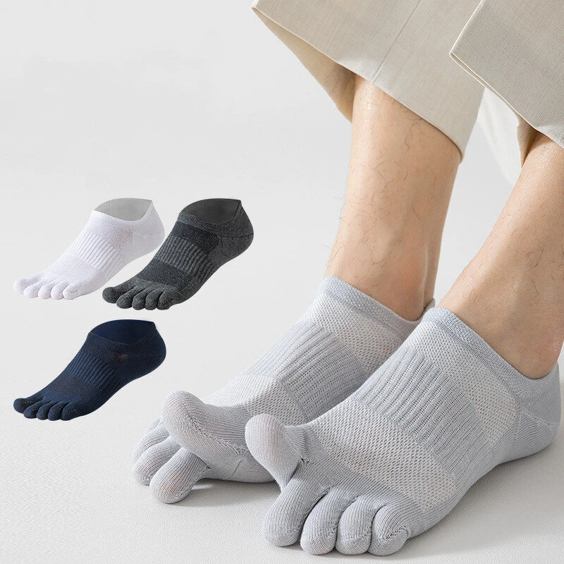 6 Pairs Men's Pure Cotton Five Finger Socks Breathable Mesh Sweat Absorbent Antibacterial Short Boat Socks Running Sports Toe Sock Comfortable (image for) 6 Pairs Men's Pure Cotton Five Finger Socks Breathable Mesh Sweat Absorbent Antibacterial Short Boat Socks Running Sports Toe Sock Comfortable